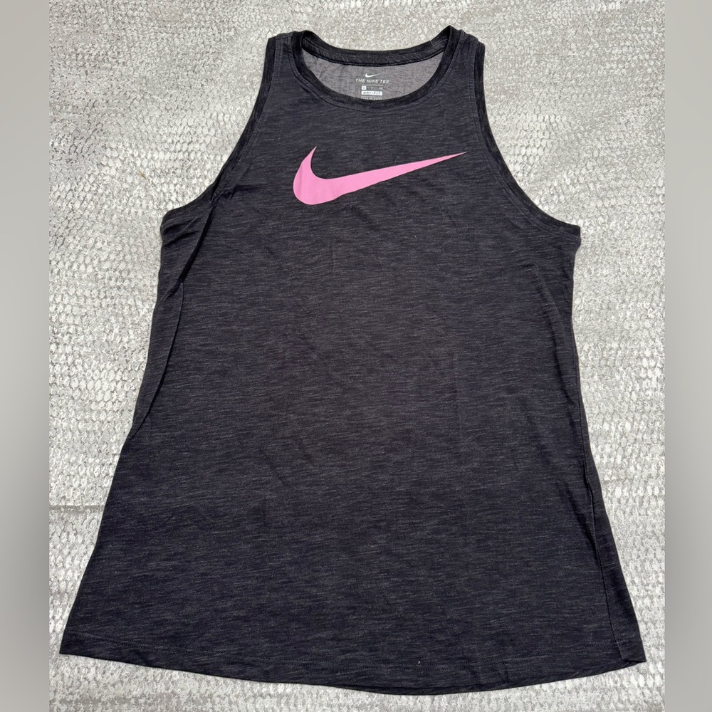 Nike Women's Charcoal Tank Top with Pink Swoosh